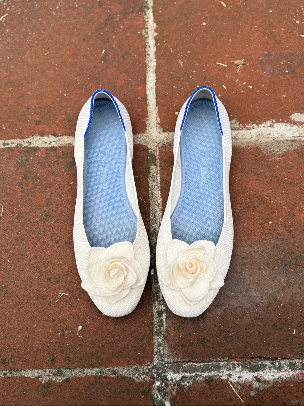 RARE Rothy’s Flower Ballet Flats Cream Ivory Size 10.5 – Limited Edition